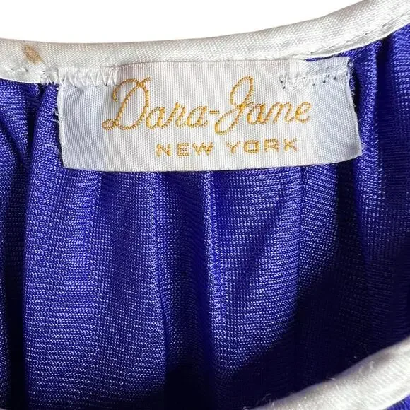 Vintage Royal Blue Embroidered Ruffle Sleeve Nightgown - Picture 4 of 4